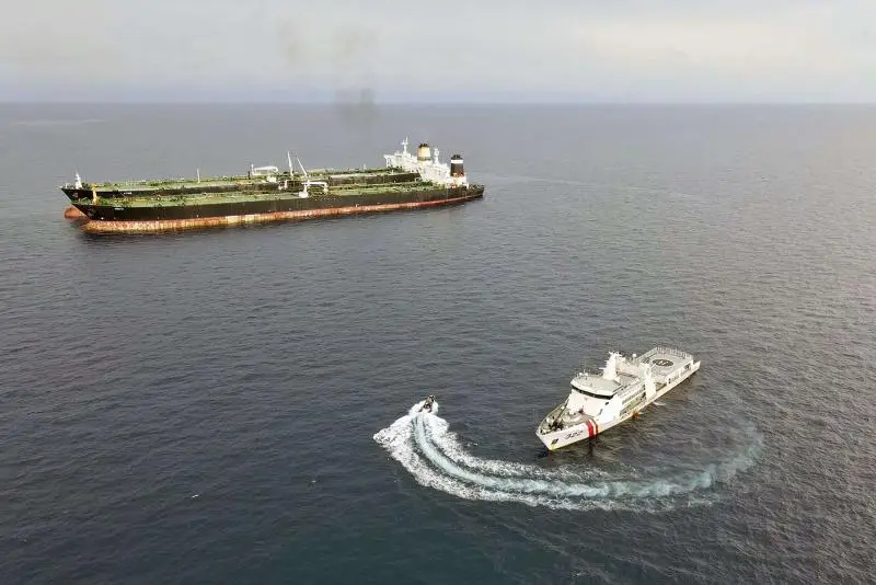 Saudi-flagged crude oil tanker damaged in Strait of Hormuz.